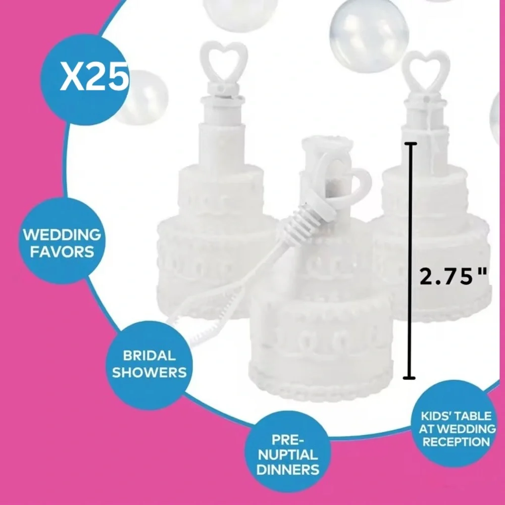 Wedding Cake Bubble Bottle Party Favors Set of 25 - Picture 3 of 4